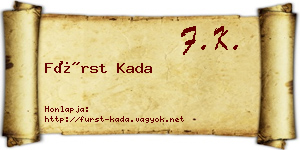 Fürst Kada névjegykártya